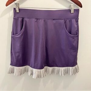 Pebble Beach Ruffle Skort medium purple gray golf pickle ball tennis skirt